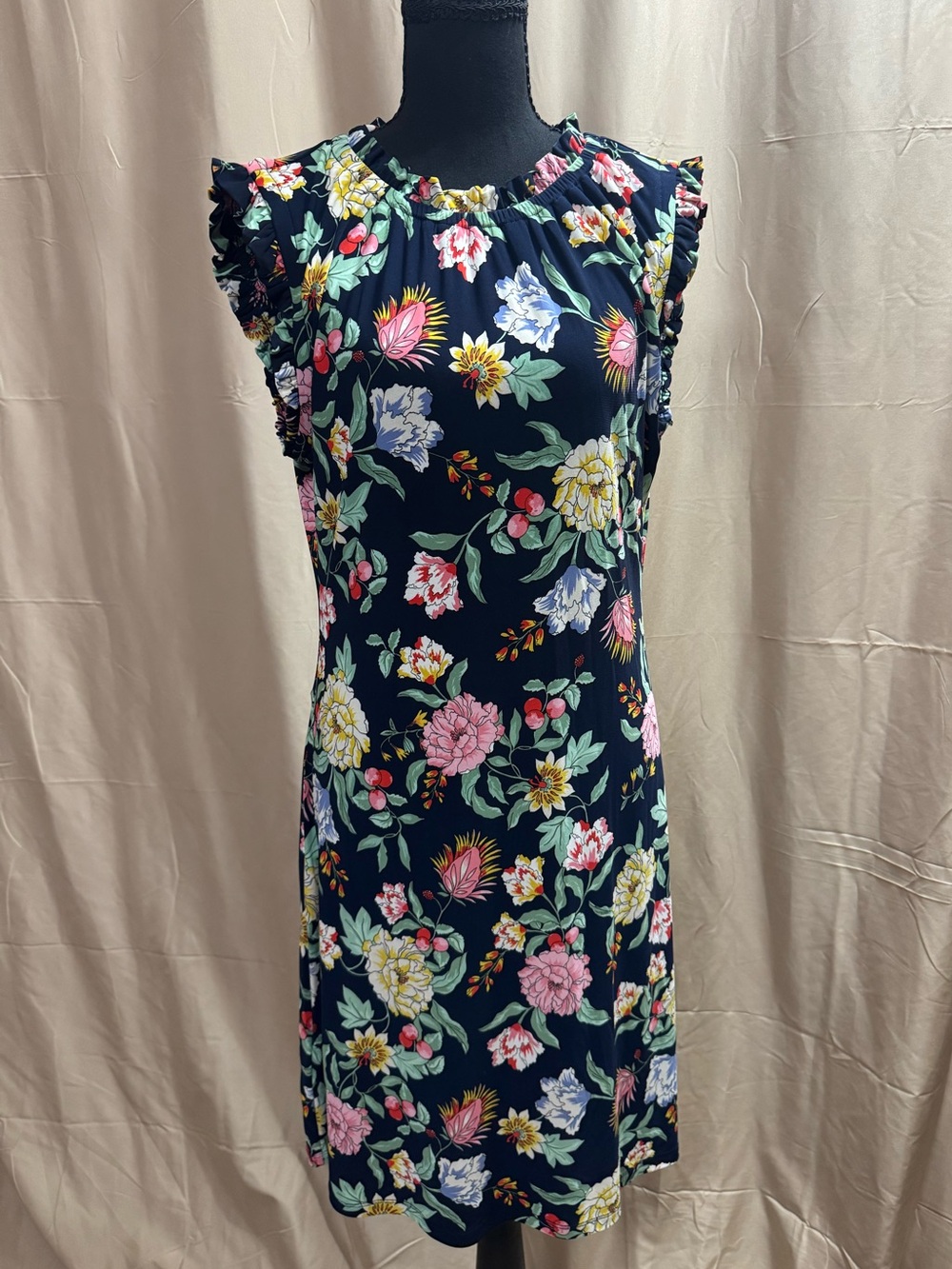 Tommy Hilfiger Navy Floral Ruffle Dress Size 10 NWT MSRP $99 - Picture 2 of 8